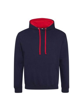 Unisex mikina (Just Hoods VARSITY HOODIE) > modrá (new french navy) / červená (fire) > 3XL