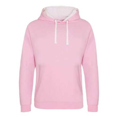 Unisex mikina (Just Hoods VARSITY HOODIE) > ružová (baby) / biela (arctic) > S