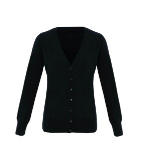 Dámsky sveter (Premier ‘ESSENTIAL’ LADIES’ ACRYLIC V-NECK CARDIGAN) > čierna > M