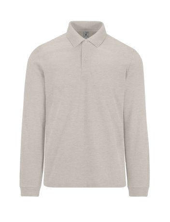 Pánska polokošeľa (B&C MY POLO 210 LSL) > šedá (heather fog) > S