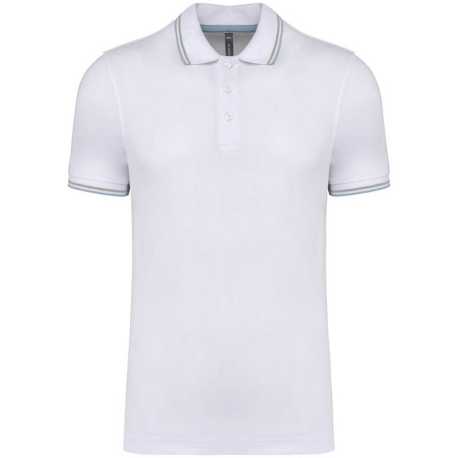 Pánska polokošeľa(KARIBAN MEN'S SHORT SLEEVE POLO)>biela / modrá (sky) / šedá (light)>2XL