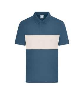 Unisex polokošeľa (JN Polo colour-block UNISEX) > modrá (dusty) / šedá (sandstone) > M