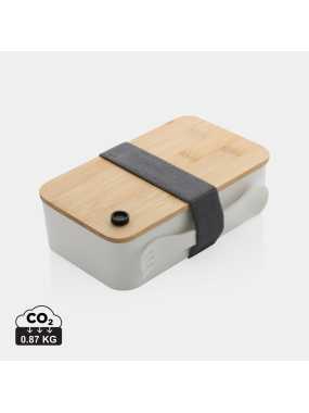 Krabička na jedlo z RCS recykl. plastu s bambusovým vekom > biela