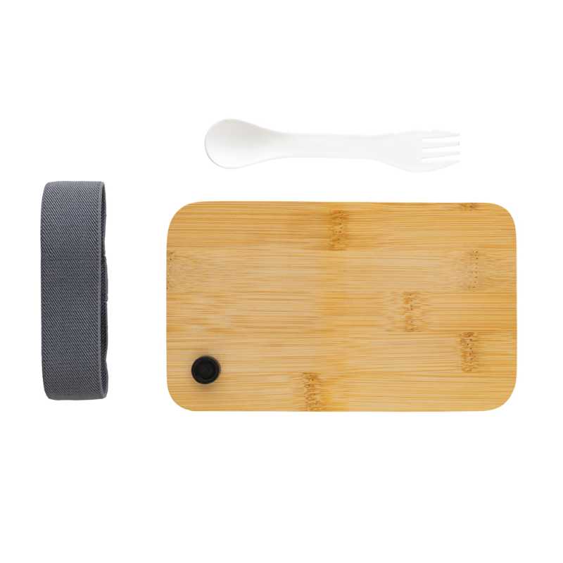 Krabička na jedlo z RCS recykl. plastu s bambusovým vekom > biela