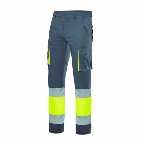 Pánske nohavice (VELILLA HV TWO-TONE STRETCH TROUSERS) > šedá / žltá (hi-vis) > S