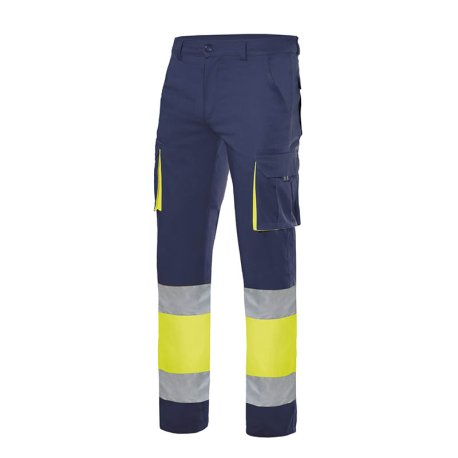 Pánske nohavice (VELILLA HV TWO-TONE STRETCH TROUSERS)>modrá (navy) / žltá (hi-vis)>2XL