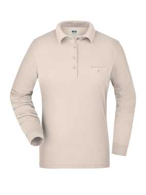 Dámska pracovná polokošeľa(JN Ladies Workwear Polo Pocket Longsleeve)>hnedá (stone)>4XL
