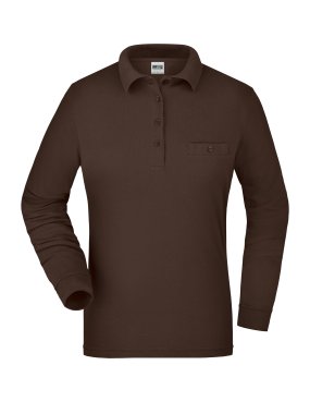 Dámska pracovná polokošeľa(JN Ladies Workwear Polo Pocket Longsleeve) > hnedá > 2XL