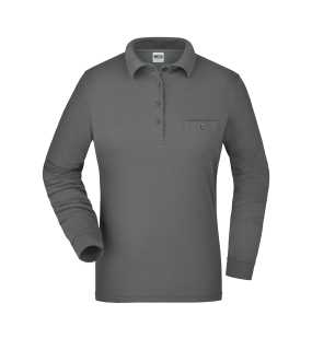 Dámska pracovná polokošeľa(JN Ladies Workwear Polo Pocket Longsleeve)>šedá (dark)>M