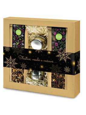 DARČEKOVÁ KAZETA s 2 sypanými čajmi + sitko (jahoda&echinacea, malina&rakytník)