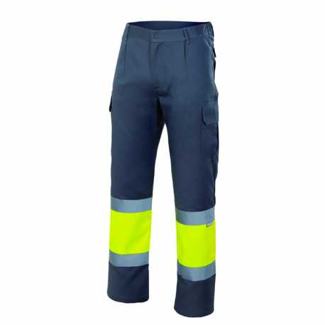 Pánske nohavice (VELILLA HV TWO-TONE TROUSERS) > šedá / žltá (hi-vis) > S