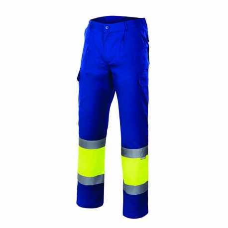 Pánske nohavice (VELILLA HV TWO-TONE TROUSERS) > modrá (royal) / žltá (hi-vis) > S
