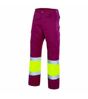 Pánske nohavice (VELILLA HV TWO-TONE TROUSERS) > fialová (maroon) / žltá (hi-vis) > S