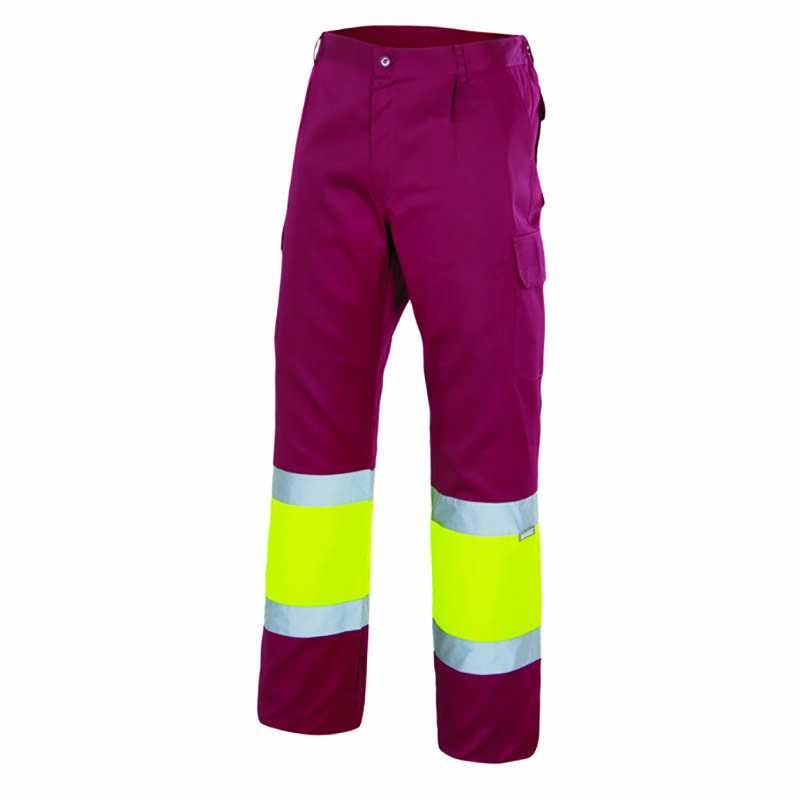 Pánske nohavice (VELILLA HV TWO-TONE TROUSERS) > fialová (maroon) / žltá (hi-vis) > 2XL