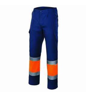 Pánske nohavice (VELILLA HV TWO-TONE TROUSERS) > modrá (marine) / oranžová (hi-vis) > 5XL