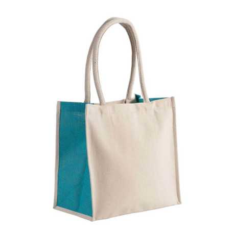Taška (KIMOOD COTTON / JUTE TOTE BAG - 17L) > prírodná / tyrkysová