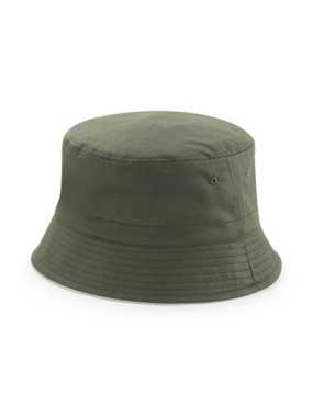 Unisex šiltovka (Beechfield Reversible Bucket Hat) > zelená (olive) / béžová (stone) > S/M