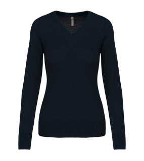 Dámsky sveter (KARIBAN LADIES V-NECK JUMPER) > modrá (navy) > S