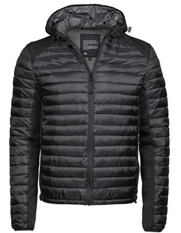Unisex bunda (Tee Jays Mens Hooded Outdoor Crossover Jacket)>čierna / čierna (melange)>S