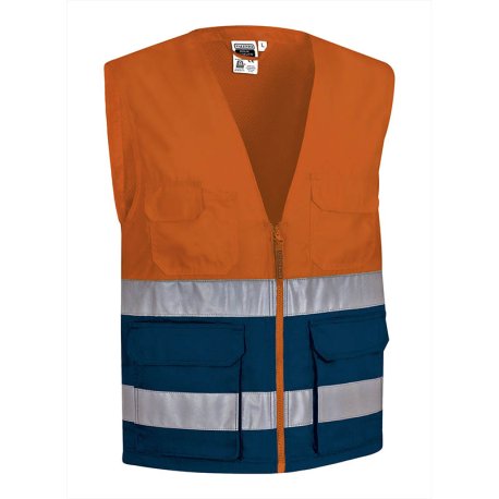 Pánska vesta (LISBURN) > oranžová (neon) / modrá (orion navy) > 3XL