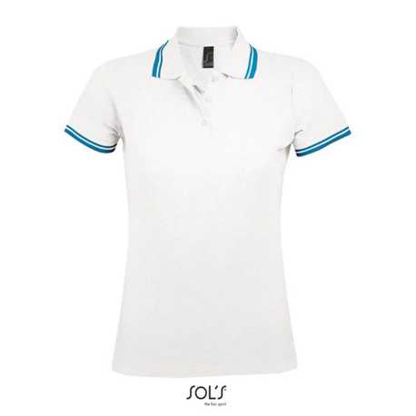 Dámska polokošeľa (SOLS PASADENA WOMEN - WOMEN POLO SHIRT)>biela / modrá (aqua)>2XL