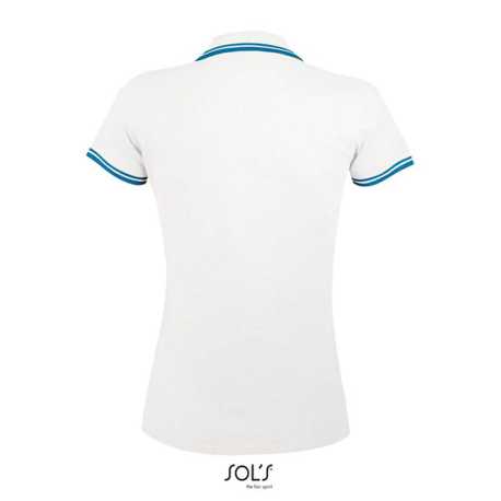 Dámska polokošeľa (SOLS PASADENA WOMEN - WOMEN POLO SHIRT)>biela / modrá (aqua)>2XL