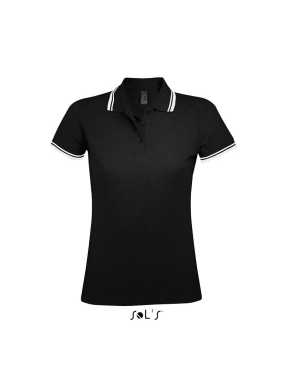 Dámska polokošeľa (SOLS PASADENA WOMEN - WOMEN POLO SHIRT) > čierna / biela > 2XL