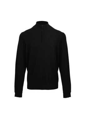 Pánsky sveter (PREMIER MENS 1/4 ZIP KNITTED SWEATER) > čierna > S