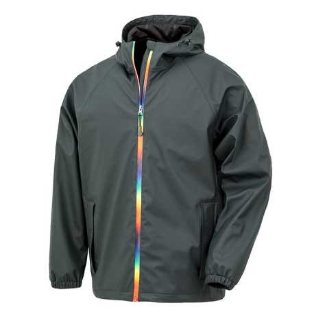 Unisex bunda(RESULT Prism PU Waterproof Jacket)>čierna/zelená(olive)>S