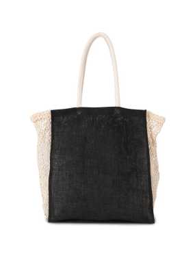 Nákupná taška (KIMOOD SHOPPING BAG WITH MESH GUSSET) > čierna / prírodná