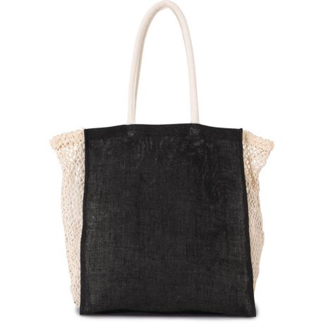 Nákupná taška (KIMOOD SHOPPING BAG WITH MESH GUSSET) > čierna / prírodná