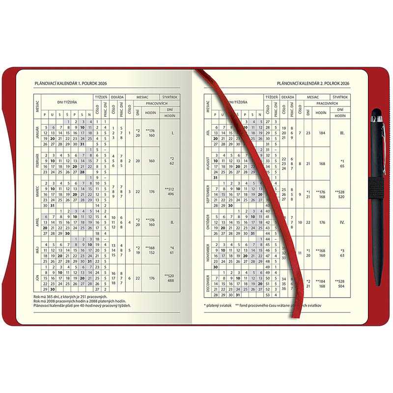 Diár (Smart 2026) - 14,2 x 20,4 cm > červená > denný A5