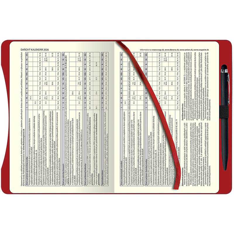 Diár (Smart 2026) - 14,2 x 20,4 cm > červená > denný A5