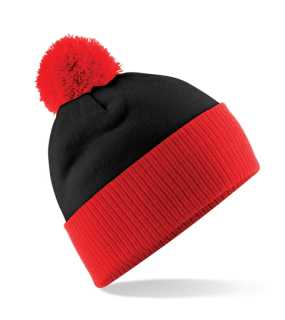 Unisex čiapka (Beechfield Snowstar Two-Tone Beanie) > čierna / červená (bright)