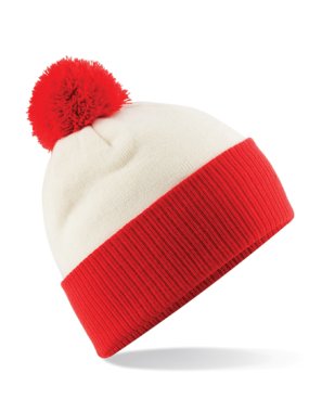 Unisex čiapka (Beechfield Snowstar Two-Tone Beanie) > biela (off) / červená (bright)