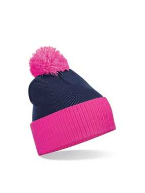 Unisex čiapka (Beechfield Snowstar Two-Tone Beanie)>modrá / ružová (french navy / fuchsia)