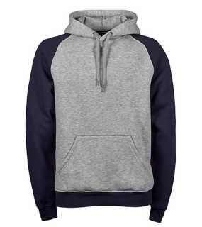 Pánska minkina (Tee Jays Two-Tone Hooded Sweatshirt) > šedá (heather)/ modrá (navy) > M