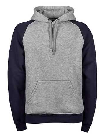 Pánska minkina (Tee Jays Two-Tone Hooded Sweatshirt) > šedá (heather)/ modrá (navy) > 2XL