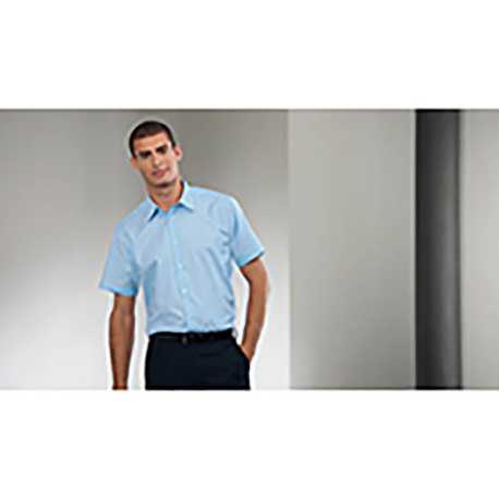 Pánska košeľa(Short Sleeve Easy Care Tailored Oxford RUSSELL) > modrá (oxford) > S
