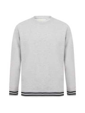 Unisex mikina (Front Row SWEAT WITH STRIPE CUFFS) > šedá (heather) / modrá (navy) > L