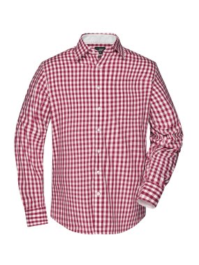 Pánska košeľa (JN Men's Checked Shirt) > červená (bordeaux) / biela > 3XL