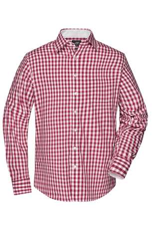 Pánska košeľa (DAIBER Men's Checked Shirt) > červená (bordeaux) / biela > 3XL
