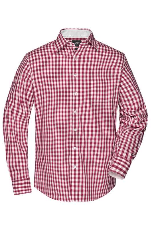 Pánska košeľa (JN Men's Checked Shirt) > červená (bordeaux) / biela > S
