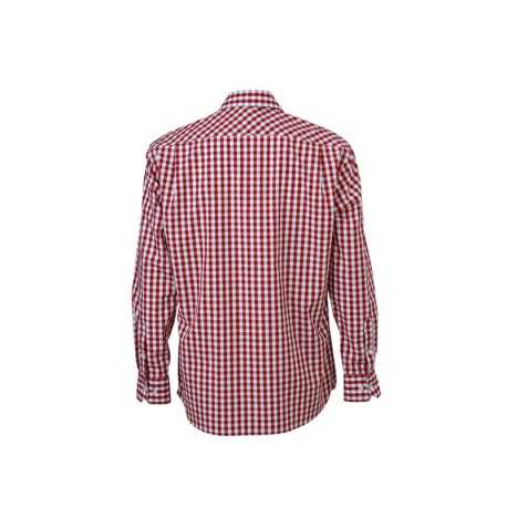 Pánska košeľa (DAIBER Men's Checked Shirt) > červená (bordeaux) / biela > 3XL