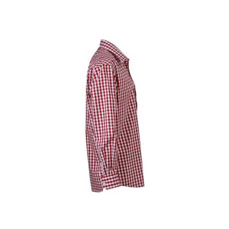 Pánska košeľa (DAIBER Men's Checked Shirt) > červená (bordeaux) / biela > 3XL