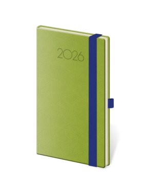 Diár s gumičkou (New Praga 2026) - 9 x 14 cm > zelená > týždenný vreckový