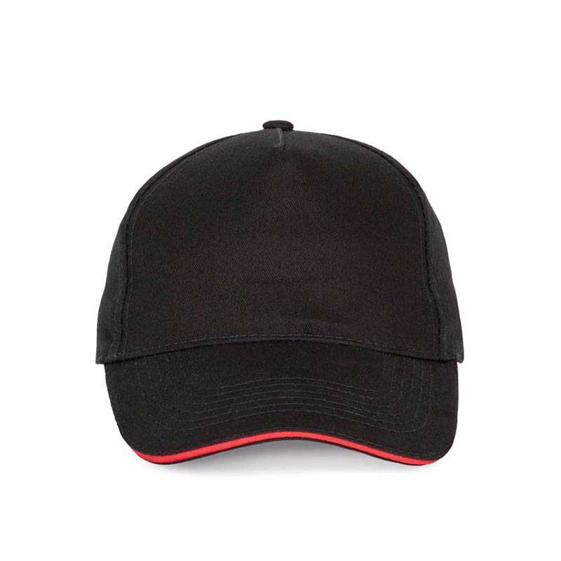 5 panelová šiltovka (KUP SANDWICH PEAK CAP - 5 PANELS) > čierna / červená