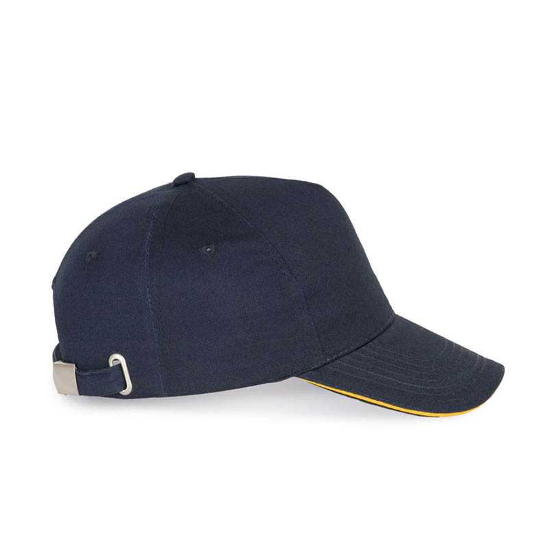 5 panelová šiltovka (KUP SANDWICH PEAK CAP - 5 PANELS) > modrá (navy) / žltá