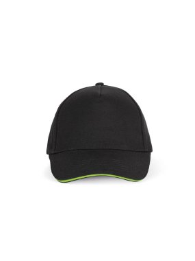 5 panelová šiltovka (KUP SANDWICH PEAK CAP - 5 PANELS) > čierna / zelená (lime)
