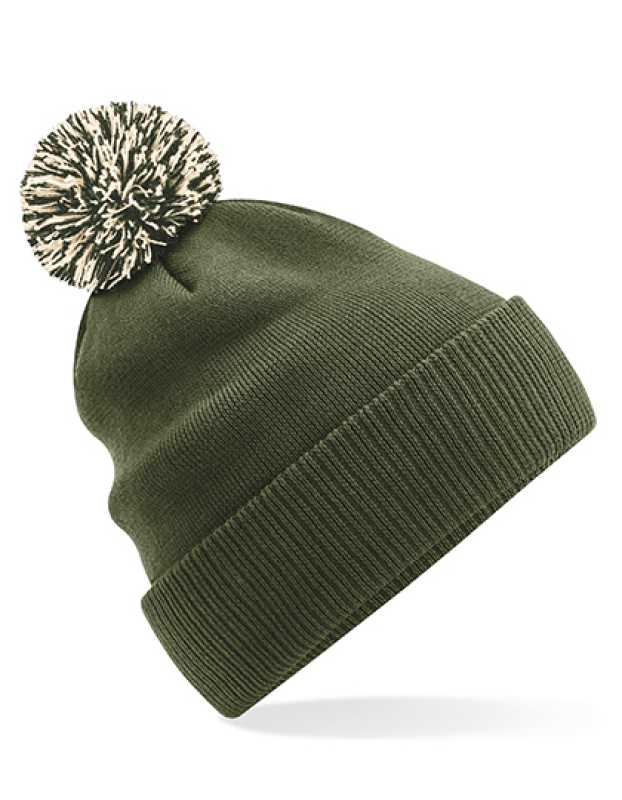 Unisex čiapka (Beechfield Snowstar Beanie) > zelená (olive) / béžová (oatmeal)